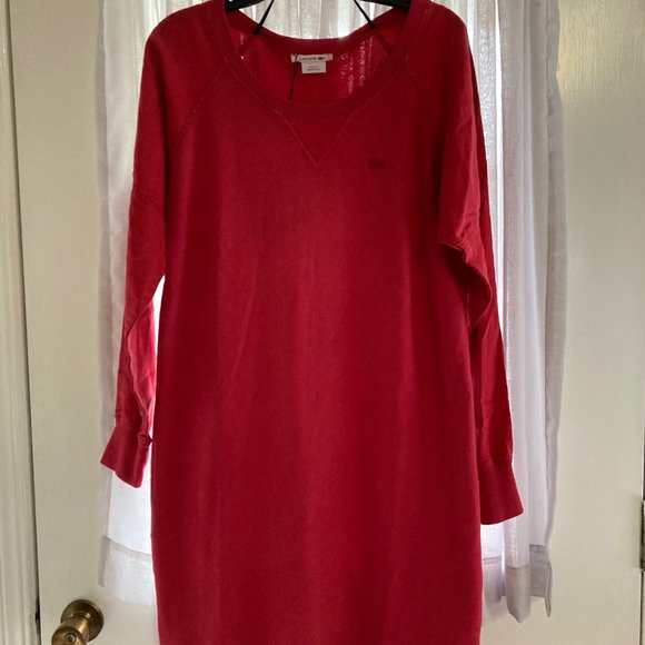 Lacoste Alligator Long Sleeve Red T-Shirt Dress - Size 42 EU/10 USA - New w/Tags - Picture 6 of 13